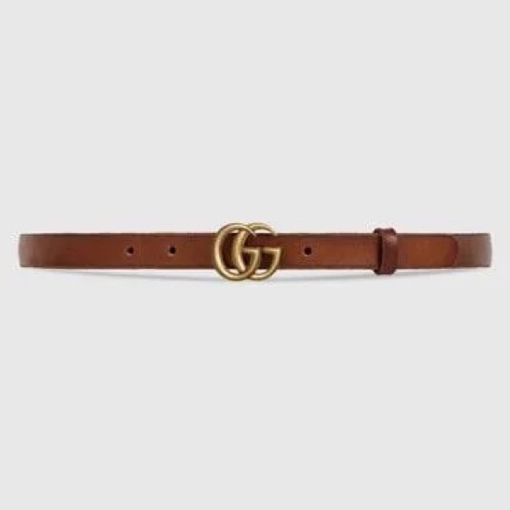 Gucci Brown Leather belt with Double G buckle - Size 32